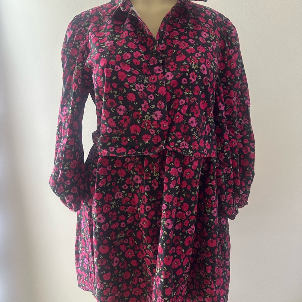 Floral Pink and Black Women's Dress